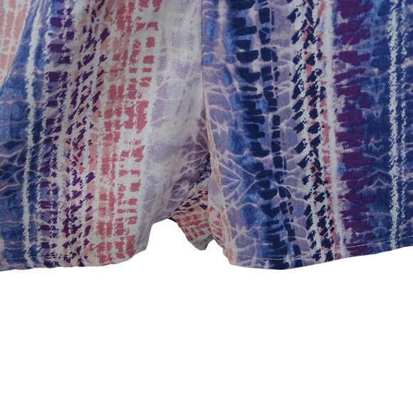 Bibi Stripe Multicolor Short Sleeve V-Neck Romper Women Size M Tie Waist Keyhole - Picture 2 of 11